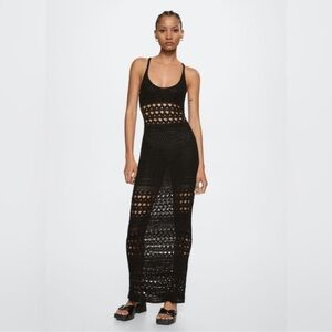 Mango knit crochet cut out maxi dress